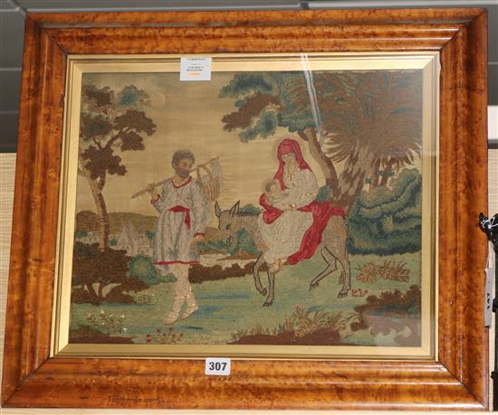 A George III woolwork picture of Joseph, Mary and Jesus